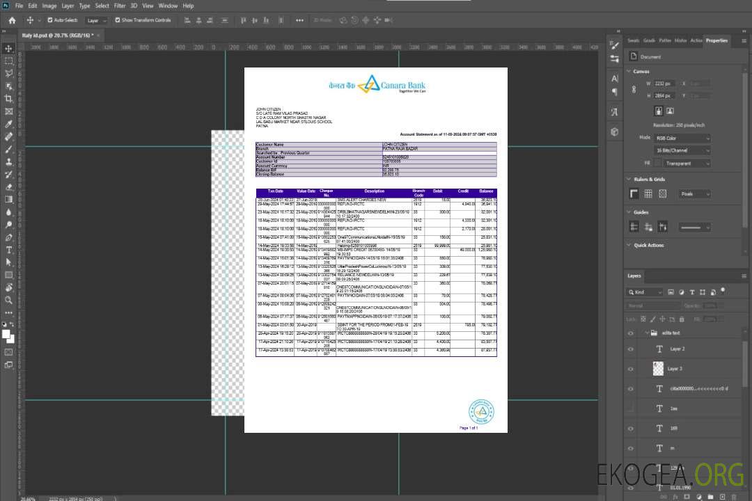 Modèle de relevé bancaire INDIA CANARA, format Word et PDF, version 2 template Modèle de relevé bancaire INDIA CANARA, format Word et PDF, version 2 template